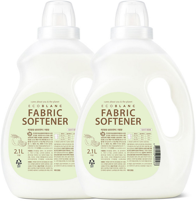 에코블랑 유아 섬유유연제 자몽향, 2개, 2.1L