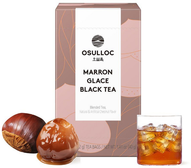OSULLOC 피치 홍차 열대 망고 복숭아 맛 아이스 티백 과일 티 블렌드 제주도 프리미엄 20개 161999, Marron Glacé 홍차, 36g