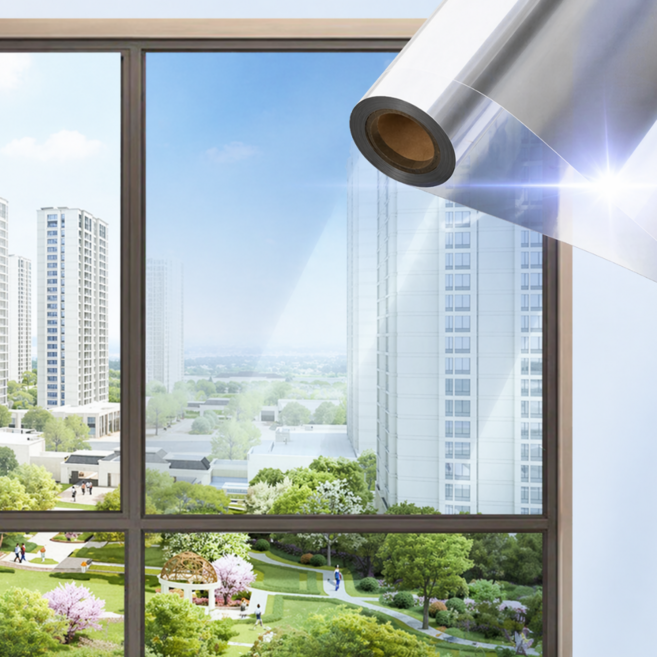 살림소담 창문 사생활 보호필름 시트지, 은색