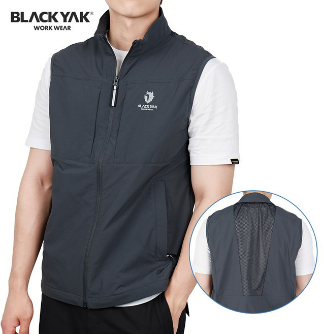블랙야크 등판메쉬 스트레치 바람막이조끼 등산 낚시 아웃도어