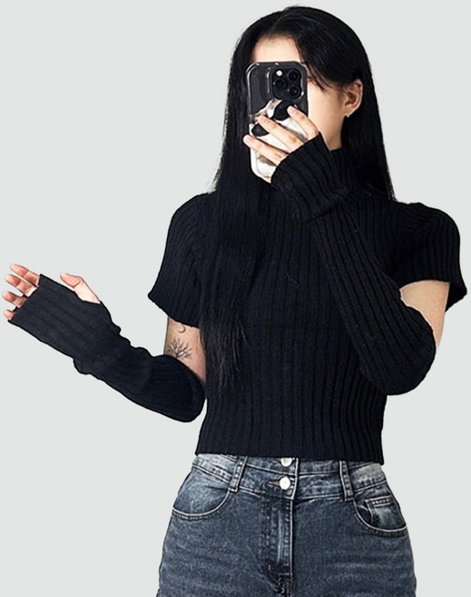 목폴라 암 워머 반팔 슬림 데일리 니트 세업