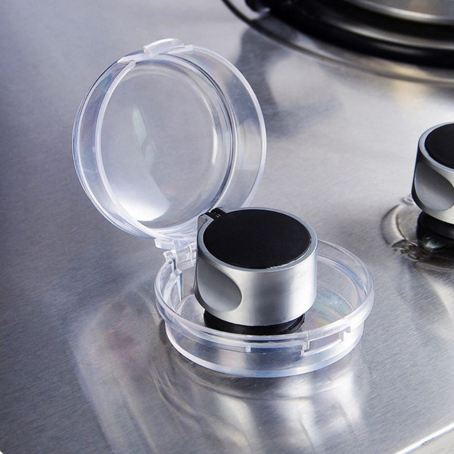 2p/4p/6p구성 가스렌지 벨브 캡 커버 스위치 케이스 손잡이 안전 덮개, 3세트, 투명