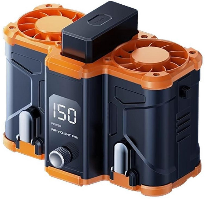 隨身風扇 10000mAh (廣角送風), 掛腰雙風扇(內附電池*1), 黑
