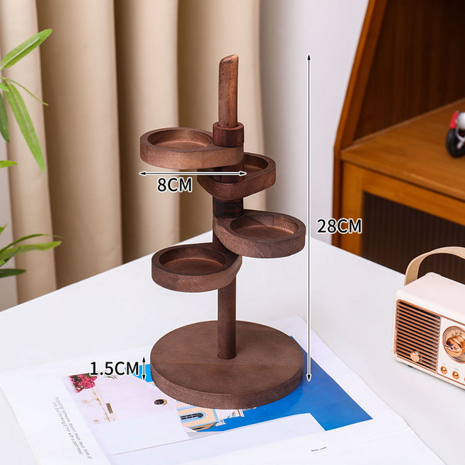 木質旋轉4層飾品收納架 香水珠寶展示架, 胡桃色, 1個