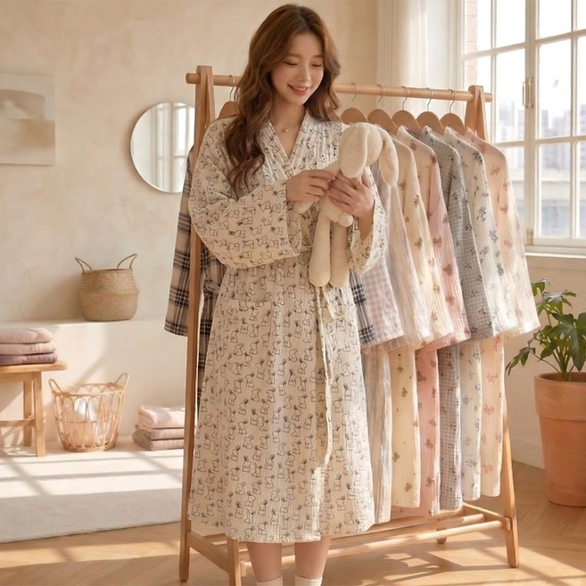 빅사이즈 여성 가운 홈웨어 9종 오버핏 잠옷 파자마 세트 골프가운