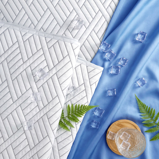 Fahomiss 쿨링 냉감패드 여름 침대 쿨잠 냉감매트 밴드형 쿨매트 냉감 베개커버, 화이트