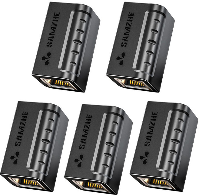 삼지 1000Mbps 랜연장 키스톤 잭 커플러 RJ45, 블랙, 5개