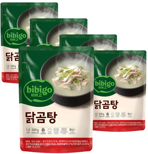 CJ 비비고 닭곰탕 입, 5개, 500g