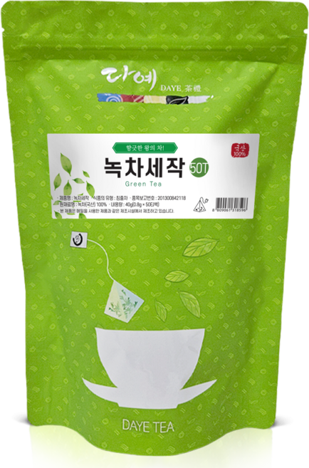 [본사직영] 다예 100% 국산 맛있는 녹차세작 생분해 삼각티백, 800mg, 50개입, 10개