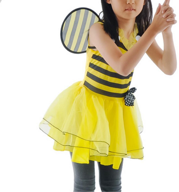 꿀벌 날개 치마 의상 유아코스튬 할로윈 아동 생일 역할놀이 키즈카페 영어학원, M, 1개