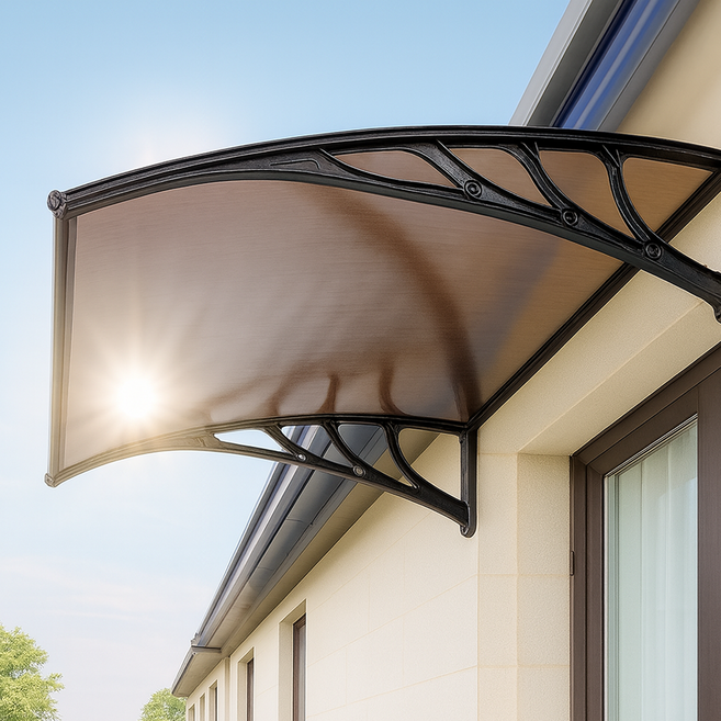 국내 브라운컬러 고정어닝 렉산 케노피 캐노피 테라스 창문 현관 차얌막 빗물막이 비가림막, 1세트