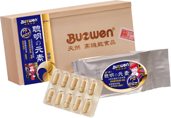 BUOWEN伯溫生技 聰明元素G 磷脂醯絲胺酸PS 金頂側耳萃取EGT 思緒清晰 提升生活品質 升學考試 國家考試 考生衝刺, 1盒, 60顆