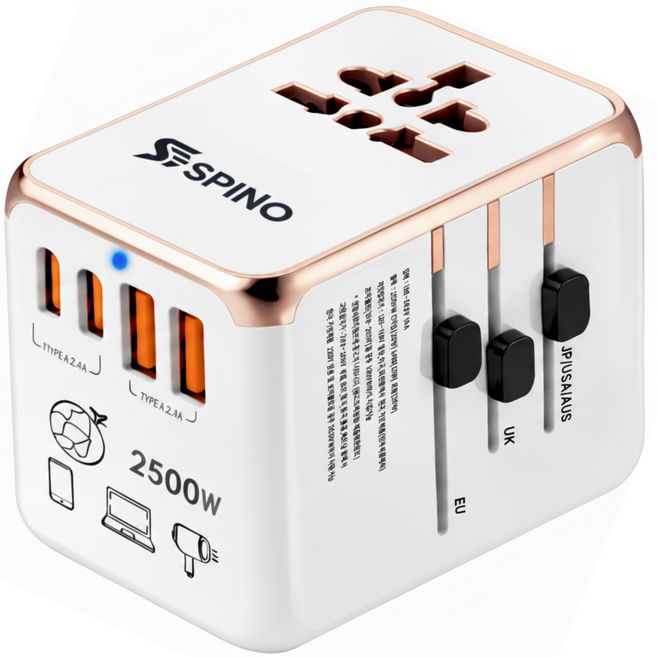 스피노 고속 2500W 일본 돼지코 변환기 해외 여행용 멀티 어댑터, 1개, 로즈골드
