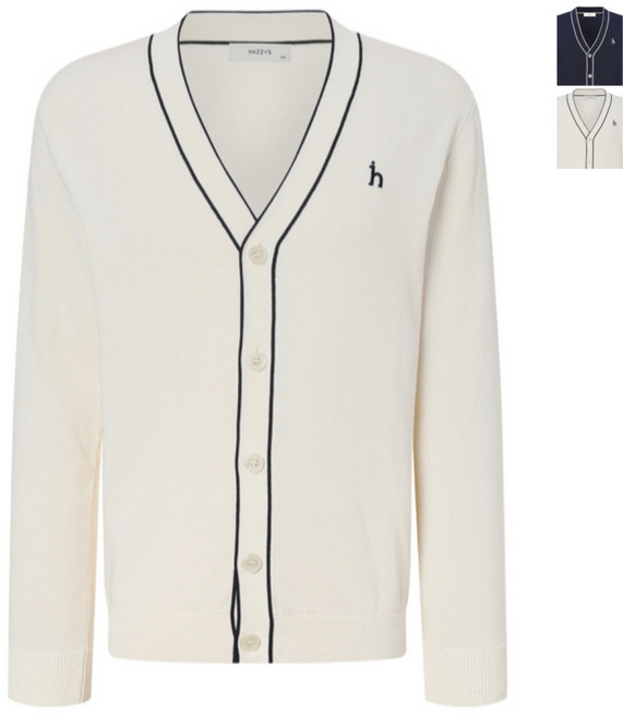 헤지스 맨 쿨 코튼 티핑 솔리드 가디건 95~115 size 남성 의류 간절기 카디건