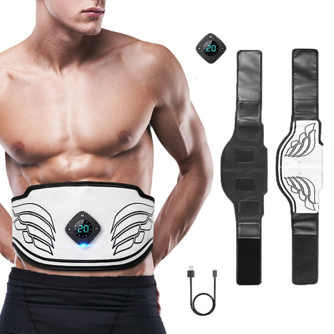 Armaskodu 뱃살 운동기구 EMS 저주파 복근운동기 ems 슬림벨트 복부 마사지기 쉬운 다이어트, 화이트
