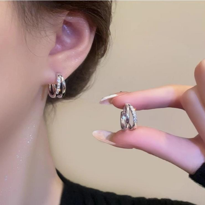 WICKM 정교한 디자인 원터치 링 귀걸이 데일리 심플하다 여성 악세사리