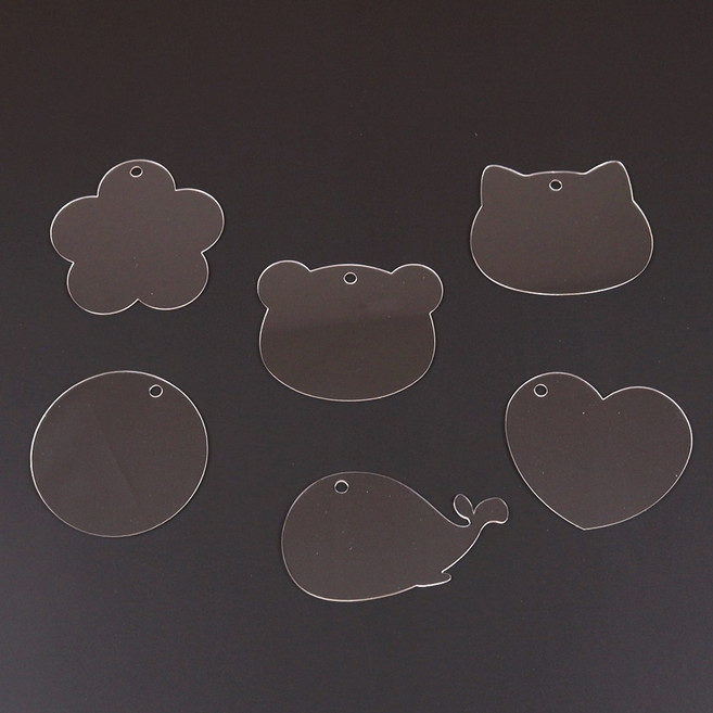 투명아크릴 (중형) 모양아크릴 판 DIY 액세서리 만들기 열쇠고리 셀프키링 키링 아크릴 꾸미기 네임고리 반짝이 스티커, 단품, 1개, 하트