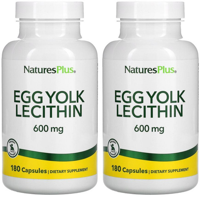 멀티팩 네이처스 플러스 난유캡슐 난황 레시틴 NaturesPlus Egg Yolk Lecithin 600 mg capsules, 180정, 2개