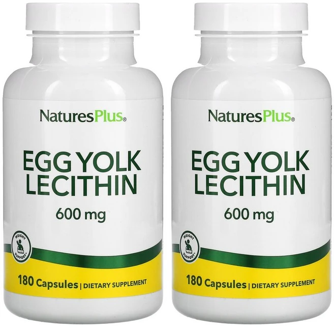 멀티팩 네이처스 플러스 난유캡슐 난황 레시틴 NaturesPlus Egg Yolk Lecithin 600 mg capsules, 180정, 2개 - 쿠팡