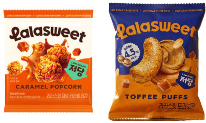 라라스윗 저당 토피넛콘 35g + 저당카라멜팝콘30g, 4세트, 65g