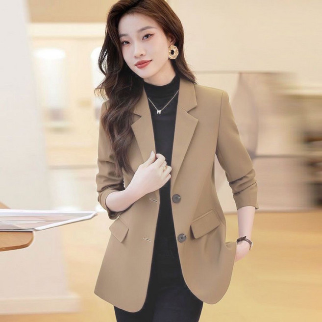 여성용 정장 아우터 캐주얼 버튼 뒤트임 데일리 재킷 뉴타임즈