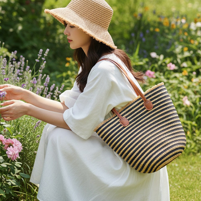 루타미 데일리 여성 라탄 숄더백