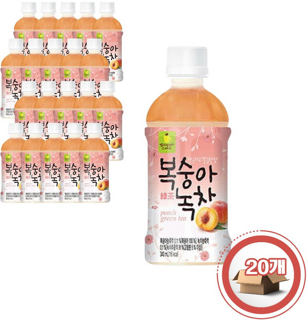 웰그린 복숭아녹차 340ml 20패트, 20개