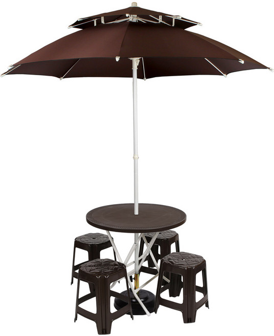 국산 특허 원터치 파라솔세트 (브라운), 원형, 사각의자