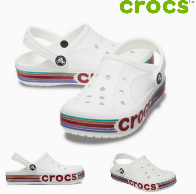 크록스 키즈 바야밴드 레인보우 글리터 클로그 샌들 여름 슬리퍼 바캉스 물놀이