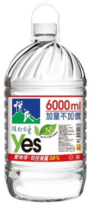 悅氏礦泉水 家庭號大容量 天然純淨 愛地球包材減量, 2個, 6L