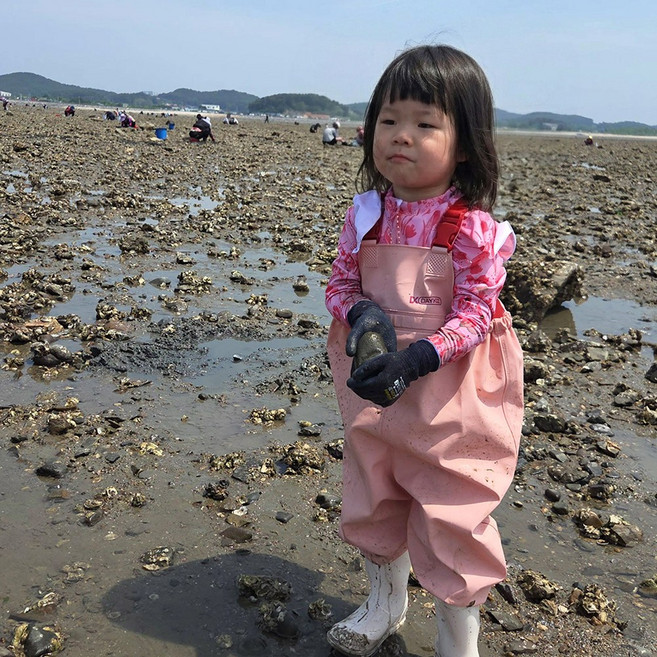 데이키즈 소프트 유아 해루질 가슴장화 갯벌체험 전신장화, 180, 소프트 핑크