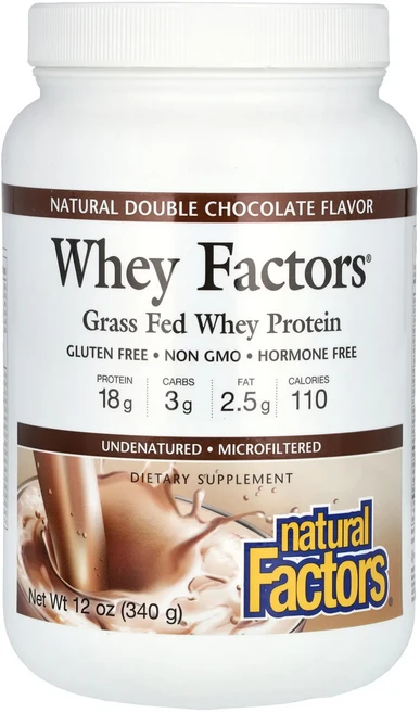 새해 건강을 선물하세요 Natural Factors Whey Factors® 목초 사육 유청 단백질 천연 더블 초콜릿 340g(12oz) 특별관리진행, 1개, 340g - 쿠팡