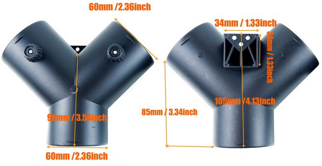 호환 60mm 75mm 밸브 플랩 조절식 에어 디젤 히터 벤트 덕트 분기 스플리터 배기 파이프 출구 조인너 커넥, 01 CHINA