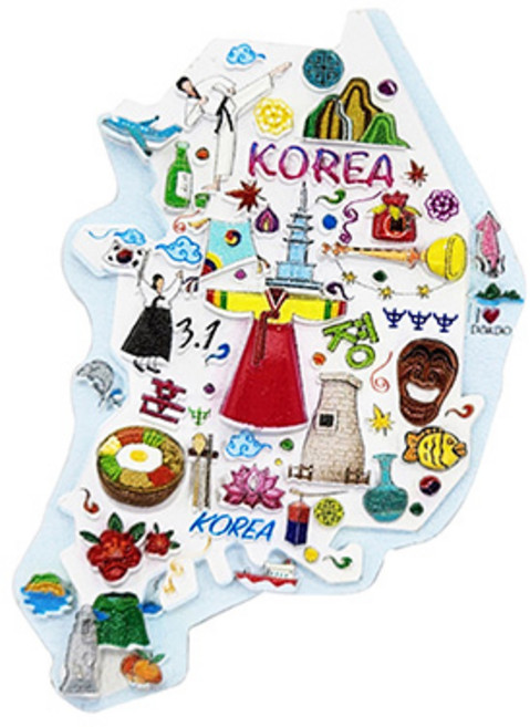 코리아 관광지 입체 마블자석 냉장고자석 마그넷 기념품 외국인선물, 14.한반도지도