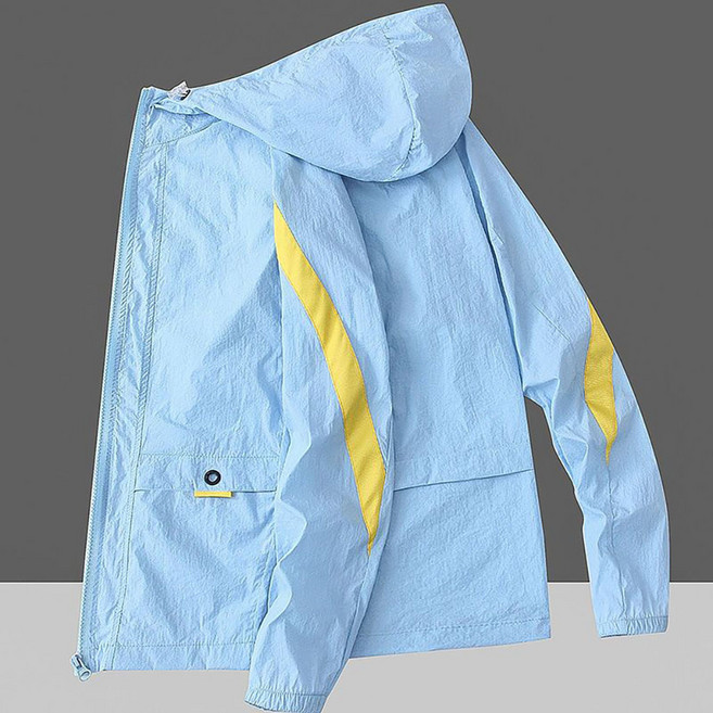 지고다그 남성용 방수 후드 재킷 여름 스포츠 아웃도어 외투 ZXC40139, 블루