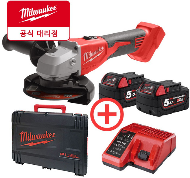 밀워키 충전그라인더 M18 BLSAG100X-502X(185.0), 2번 501X 셋트, 1개