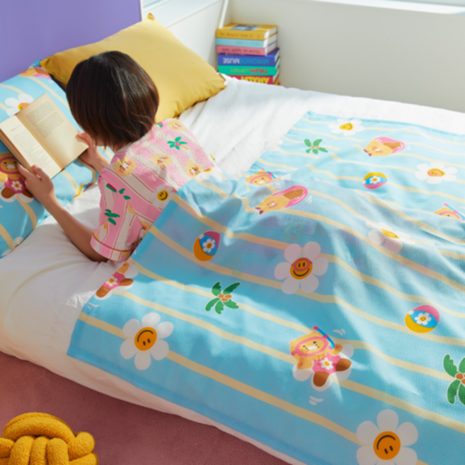 위글위글 카카오프렌즈 쿨링 홑이불 베개 커버 세트 춘식이 여름이불