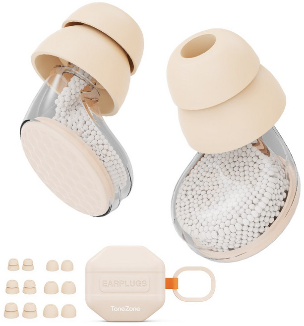 TONEZONE 소음차단 귀마개 실리콘 수면귀마개 수면용 정음 귀마개, 1세트, 베이지