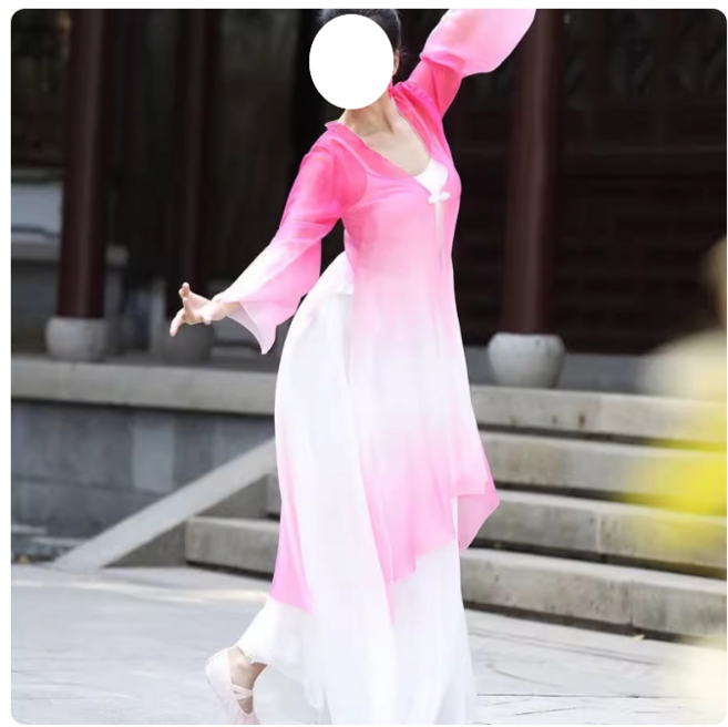 쌍천 여성 난타복 댄스무대공연복 그라데이션 무용복 상하의세트 A25081503