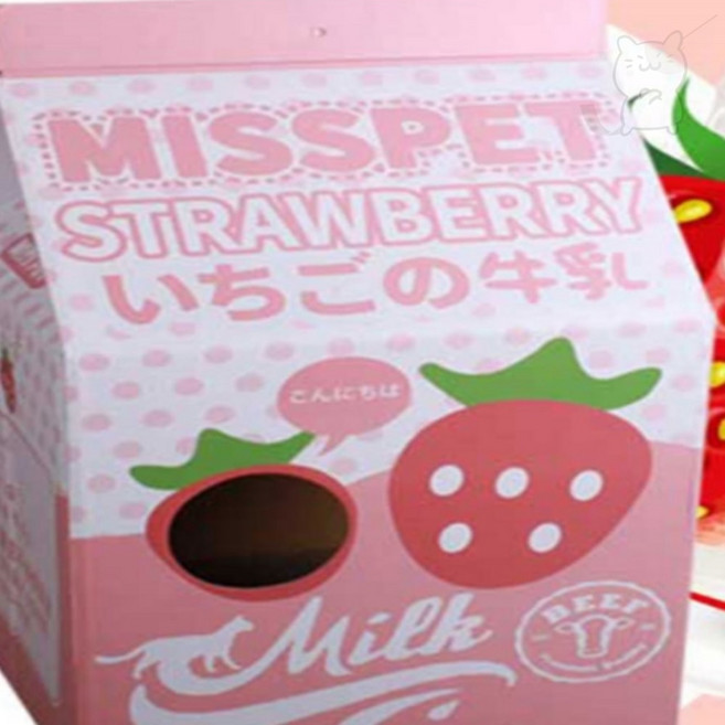 [미스펫]우유팩 하우스 스크레쳐(핑크딸기), 본상품, 1개