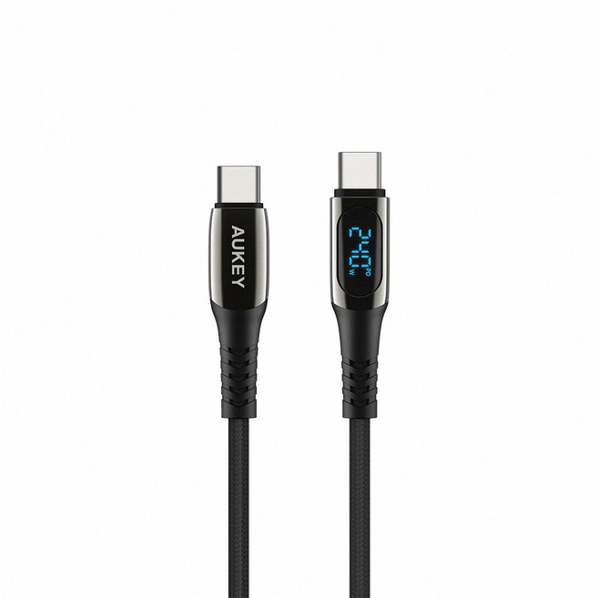 AUKEY Type-C to Type-C 240W PD 充電線, 數位顯示充電線, 1個, 2m
