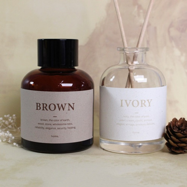 스티커 - BROWN IVORY 심플 5매 라벨, 1개, 브라운 5매