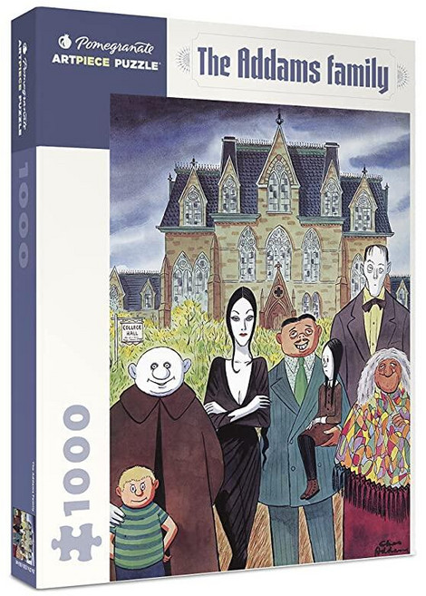 Pomegranate 1000피스 The Addams Family 직소 퍼즐 성인용 Wednesday Addams Uncle Fester 매트 마감 꼭 맞는 핏, 1개