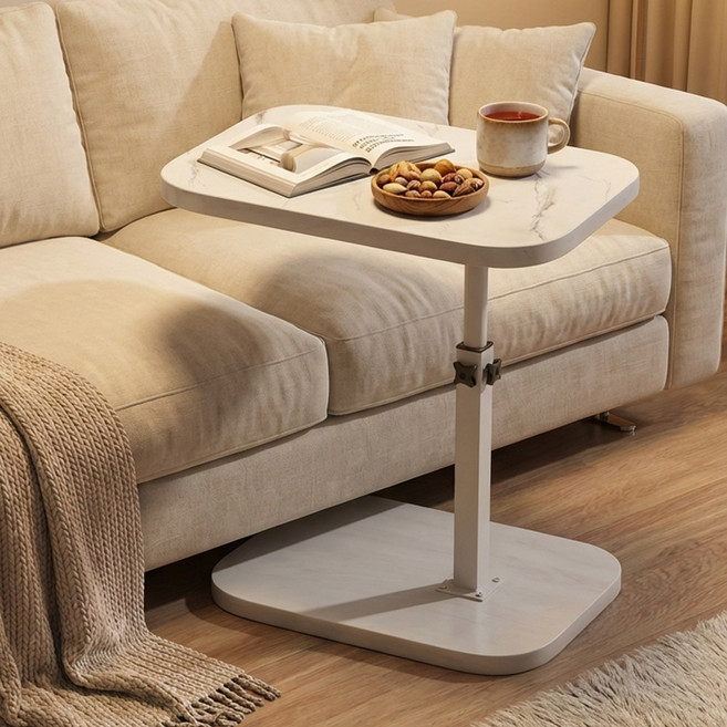 앞날창창 높이조절 쇼파 침대 사이드 테이블, 화이트 대리석