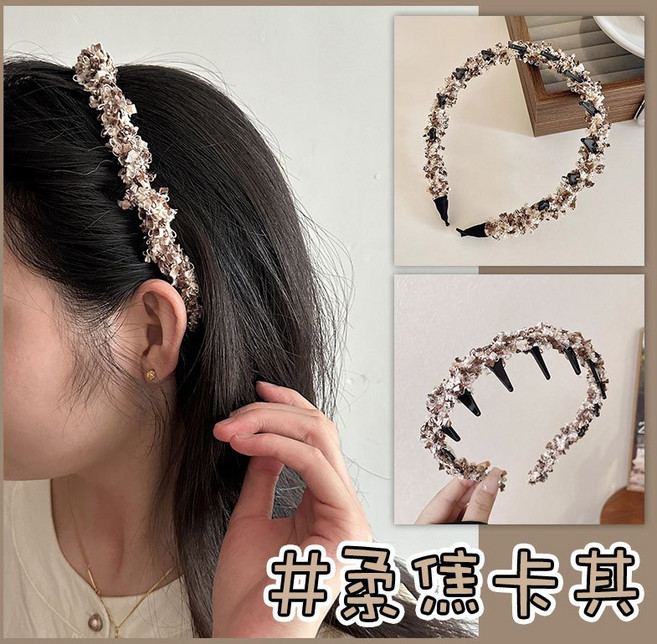 人魚朵朵 韓系兩用帶齒髮箍 秋冬防滑瀏海髮箍 可調鬆緊洗臉髮箍