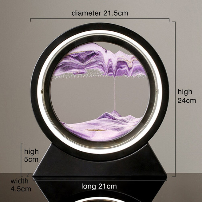 움직이는 모래 예술 테이블 램프 USB LED 공예 모래 3D 자연 풍경 흐르는 모래 밝기 조절 가능 움직이는, Purple Sand, CHINA, Purple Sand_12inch
