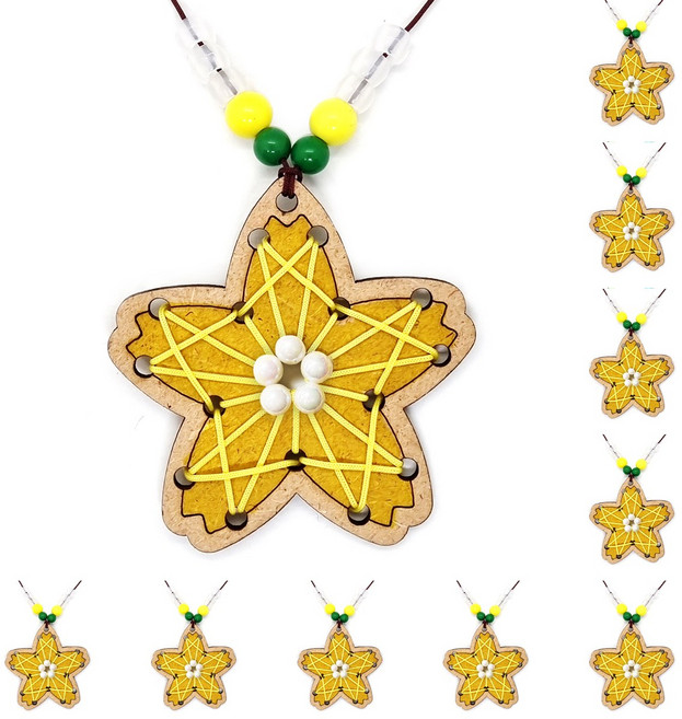 DIY모아 실꿰기 개나리꽃목걸이만들기x10개 봄만들기, 10개