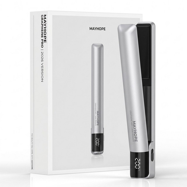 [1분 쾌속발열] 메이홉 무선 고데기 휴대용 여행용 판고데기 미니 매직기, 메탈 실버, MA-0300