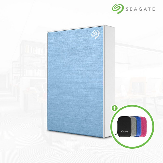 씨게이트 ONE TOUCH HDD 외장하드 + 파우치, 라이트블루, 5TB