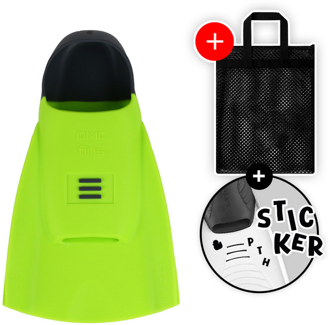 DMC 디엠씨 하이드로 훈련용 숏핀 수영 오리발 라임 + 오리발 망사가방 증정